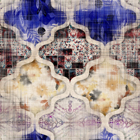 Seamless Moroccan inspired highly textured pattern for surface print