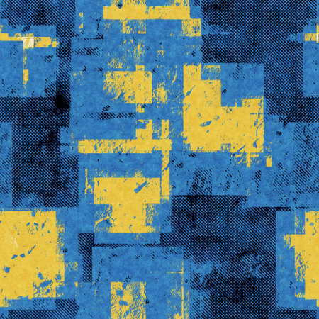 Seamless abstract vibrant blue and yellow pattern for print