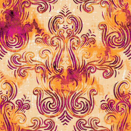 Seamless bright vivid pink and yellow pattern swatch for printの写真素材