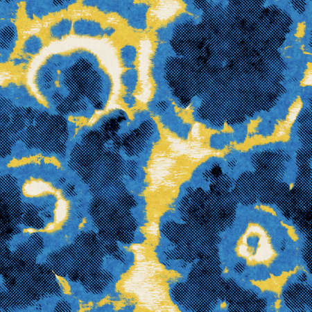 Seamless abstract vibrant blue and yellow pattern for printの写真素材