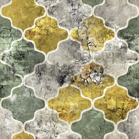 Seamless Moroccan Tile Mosaic Grungy Pattern for Surface Print