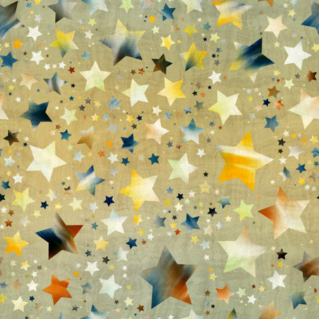 Seamless pattern of star motif in intricate colors and texture
