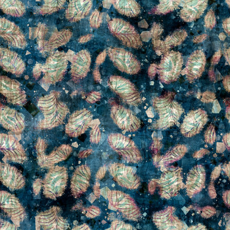 Seamless elegant mixed media pattern in navy, blue, pink, and cream
