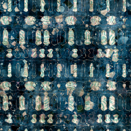Seamless elegant mixed media pattern in navy, blue, pink, and cream