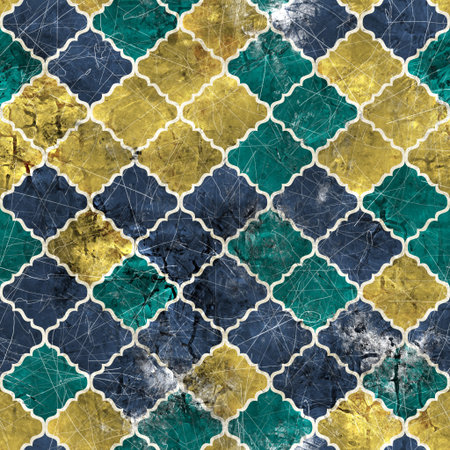 Seamless Moroccan Tile Mosaic Grungy Pattern for Surface Print