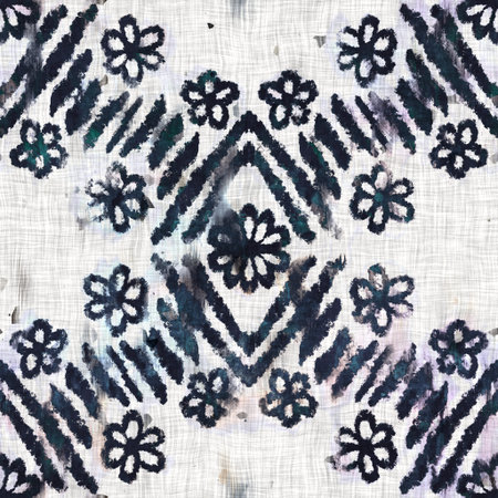 Seamless grungy tribal ethnic rug motif pattern.