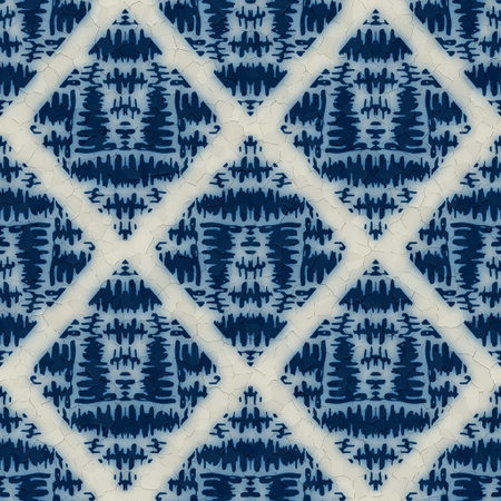 Seamless blue and white ceramic tile ornate damask pattern for surface design and print