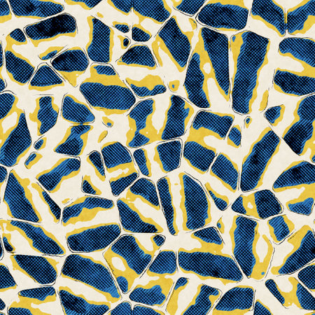 Seamless abstract vibrant blue and yellow pattern for printの写真素材