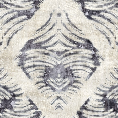 Seamless gray and cream grungy damask pattern for surface design and print