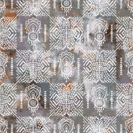 Seamless neutral tan and white distressed grungy motif surface pattern design for printの写真素材