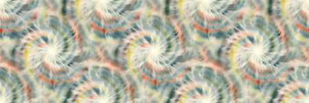 Seamless funky 1970s tie dye border motif pattern for surface design and print