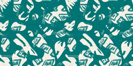 Seamless two tone hand drawn brushed effect pattern border swatch