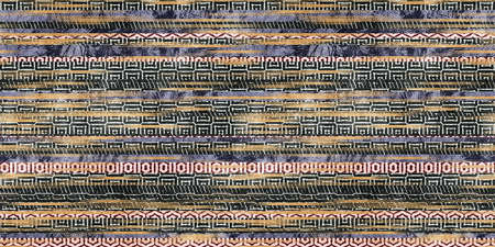 Seamless tribal ethnic stripe grungy border surface pattern design for printの写真素材