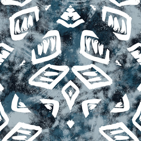 Seamless navy blue and white abstract grungy seamless surface pattern design for printの写真素材