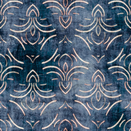 Seamless damask flourish motif Victorian style surface pattern design for print