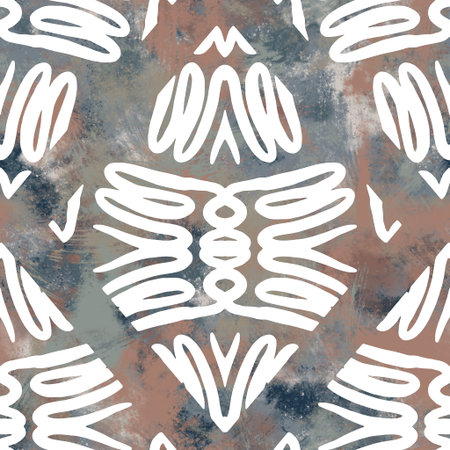 Seamless neutral and white grungy classic abstract surface pattern design for print.の写真素材