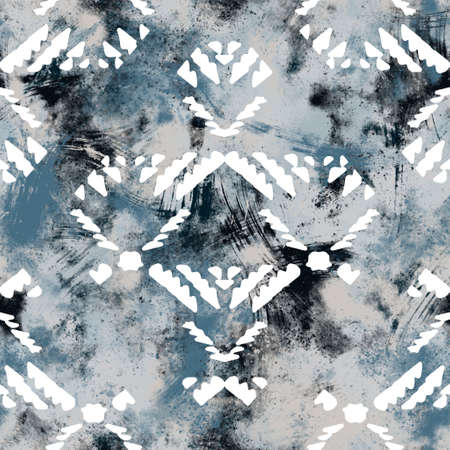 Seamless navy blue and white abstract grungy seamless surface pattern design for printの写真素材