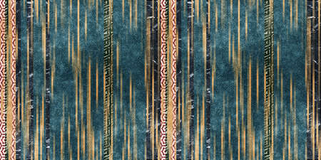 Seamless tribal ethnic stripe grungy border surface pattern design for printの写真素材