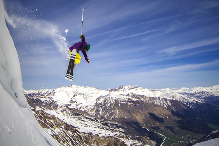 freerstyle skier jumping of the cliの写真素材