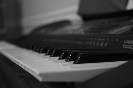 Black and White Piano keyboardの写真素材