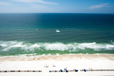 Gulf of Mexico emerald coast beach with beach chairsのeditorial素材