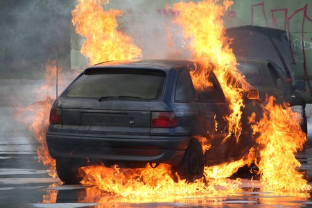 Burning Carの写真素材