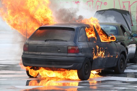 Burning Carの写真素材