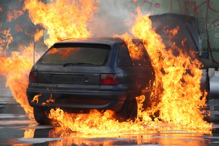 Burning Carの写真素材