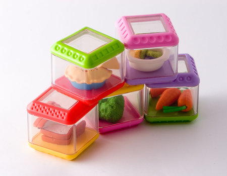 toy food containers, stacked