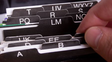 a card organizer showing alphabetの写真素材