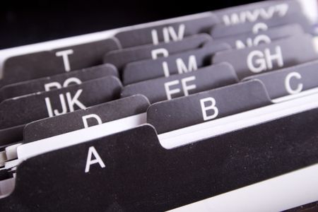 a card organizer showing alphabetの写真素材