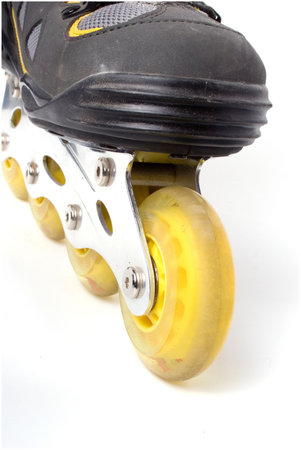 closeup of rollerblade wheelsの写真素材
