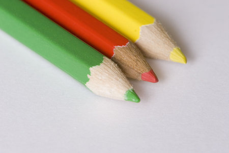 set of colored pencils over whiteの写真素材