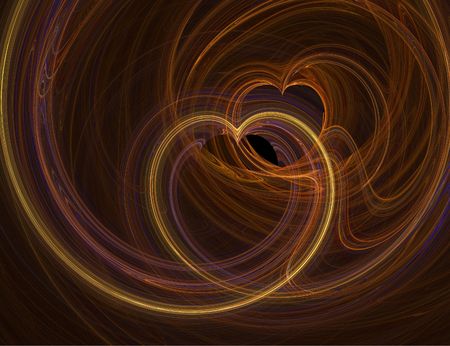 heart shaped fractal pattern with yellow highlightの写真素材