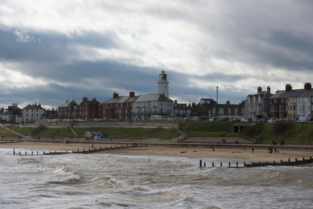 Southwold Lighthouse with Birds Circlingの写真素材