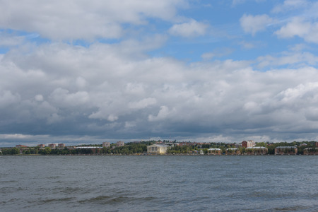 Yubileinyi concert hall in Votkinsk with skyのeditorial素材