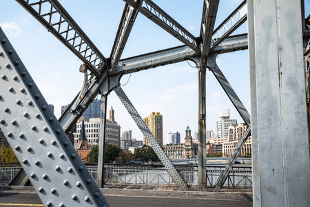 A view of the Brooklyn Bridge in New York City, USA.の写真素材