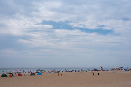 Beach on the Baltic Sea in Gdansk, Poland.の写真素材