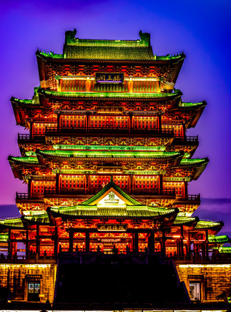 Kiyomizu-dera Temple at night, Kyoto, Japan