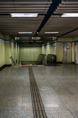 Interior of a subway station in Taipei,Taiwan.の写真素材