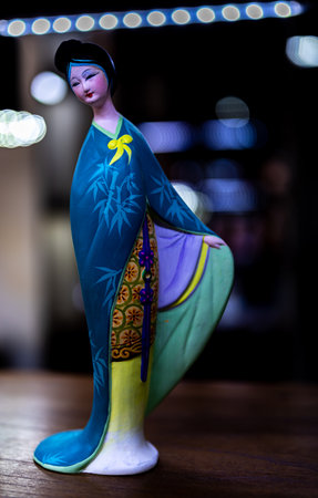Ceramic doll in a restaurant in Hong Kong, China.の写真素材