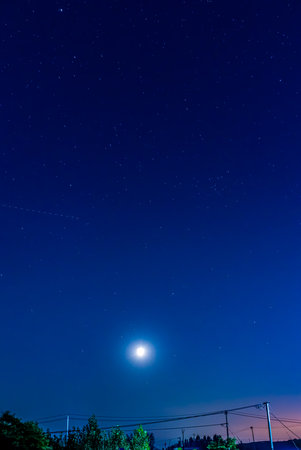 Night sky with stars and the moon in the starry sky.の写真素材