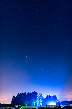 Night sky with stars and constellations in the starry skyの写真素材