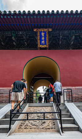 Tourists visit the Forbidden Cityの写真素材