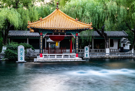 Chinese style pavilion on the lake.の写真素材