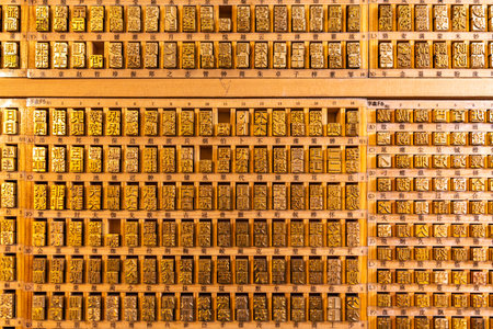 Close up of golden ingots in a shop window