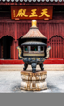 Korean traditional incense burner at a temple in Seoul, South Koreaの写真素材