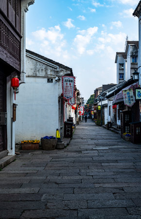Ancient street in Pingyao, Jiangsu Province, China.のeditorial素材