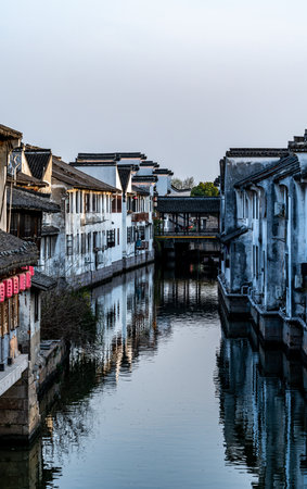 Ancient town of Wuzhen in Jiangsu Province, China.の写真素材