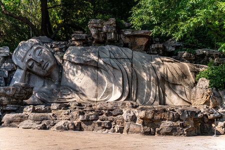 Sculpture of Buddha in the park at Chiang Mai, Thailand.の写真素材